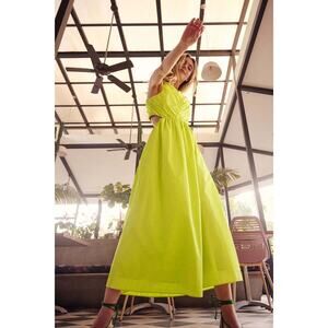 Hunter Bell Kathleen Cut Out Midi Dress Lime neon green yellow Size 4